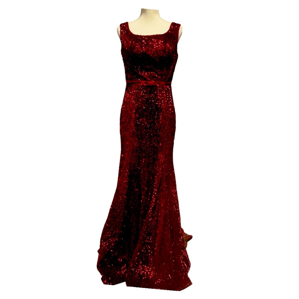 NWT Od Rica Red Long Sequin Gown